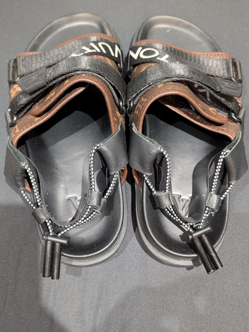 LOUIS VUITTON Men’s Black and Brown Sport Sandals